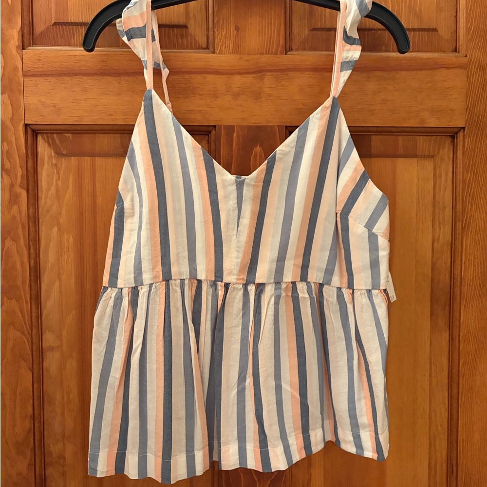 Old Navy Striped Peplum Cami in Blue, White & Peach
